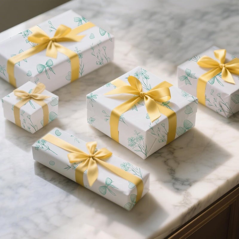 Ethanberg 60 Sheets Gift Wrapping Tissue Paper Bulk, Green Bow Floral Print Tissue Paper for Gift Bags, Decorative Art Papers for DIY Crafts Wedding Birthday Baby Showers Holiday Party Decor, 20x14 Inches - Image 5